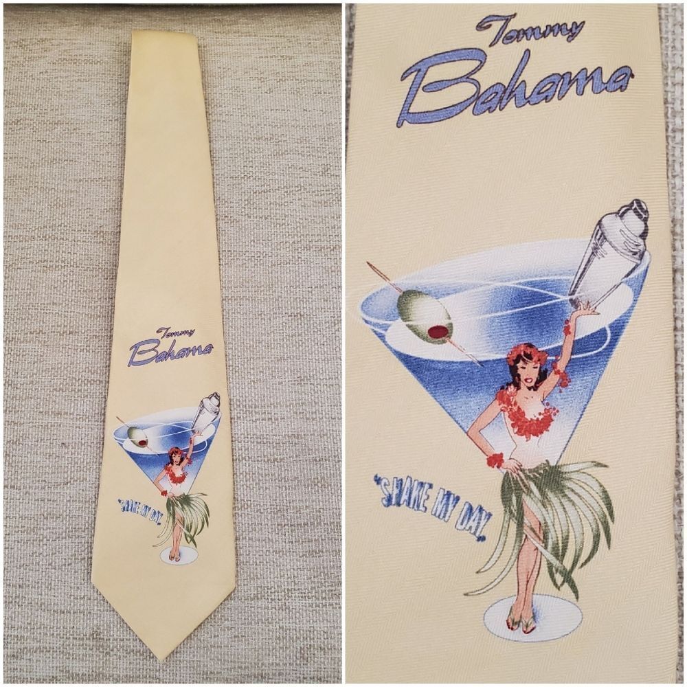 Tommy Bahama Shake My Day Martini Hula Girl Silk Tie